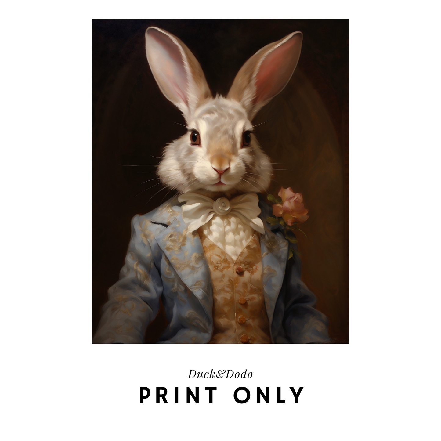 Rabbit in suit Portrait Print