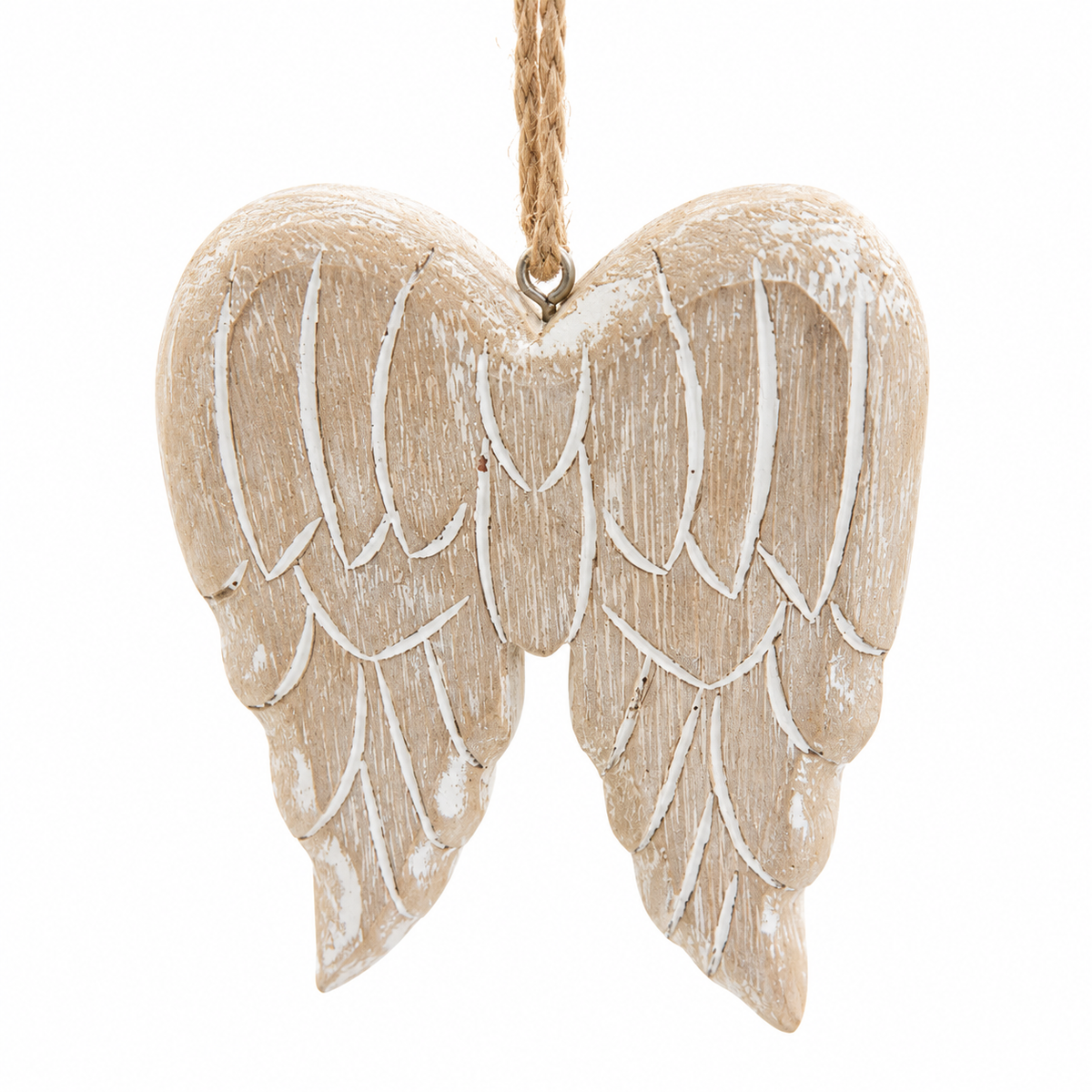 Shaped wood angel wings ornament antique