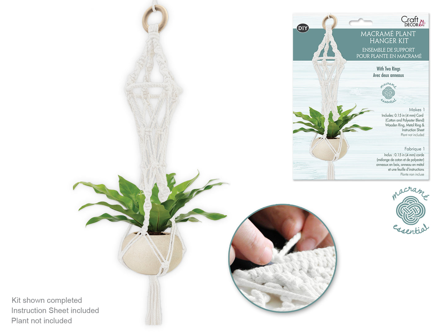 DIY Macrame Planter Hanger Kit - White rope