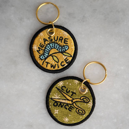 Measure Twice - Embroidered Keychain