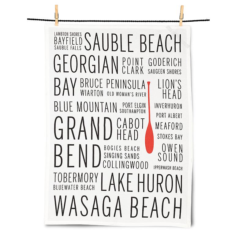 Lake Huron Names Tea Towel-20x28"L