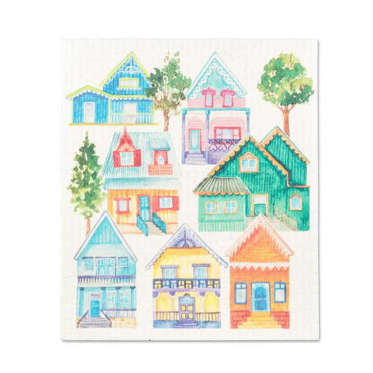 Colourful Houses Dishcloth