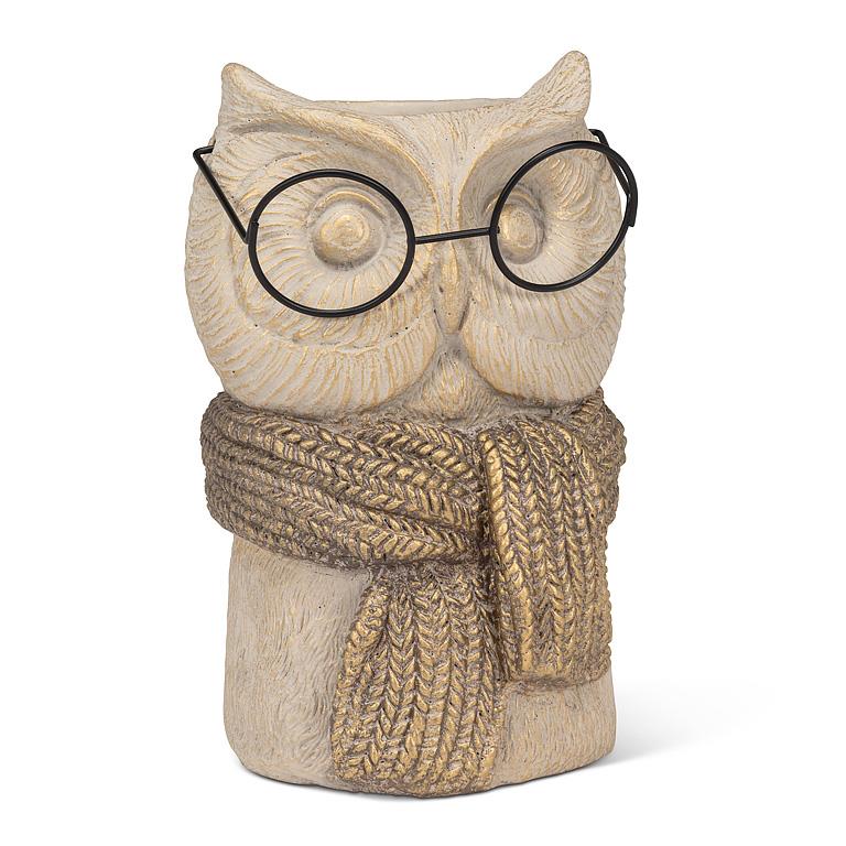 Owl Vase w/Scarf & Glasses