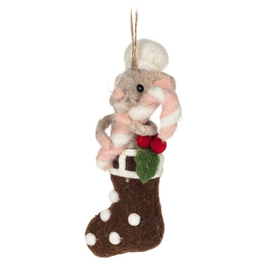 Mouse in Stocking Orn-6"