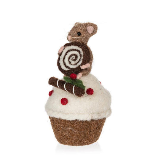Mouse w/Christmas Cupcake