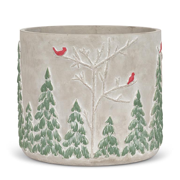 Large Winter Forest w/Cardinals Planter