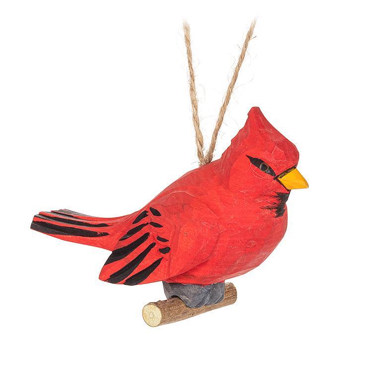 Cardinal on Branch Carved Ornament