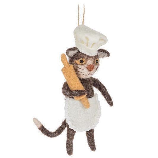 Baker Cat with Baguette Ornament