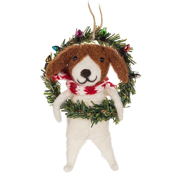 Dog in Wreath Ornament