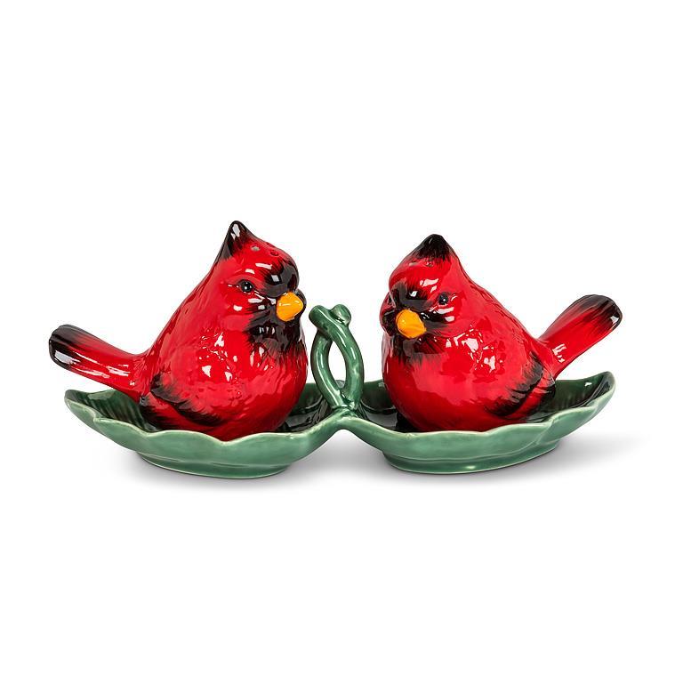 Cardinal on Holly Tray Salt & Pepper