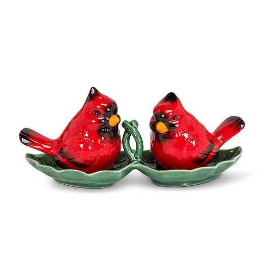 Cardinal on Holly Tray Salt & Pepper