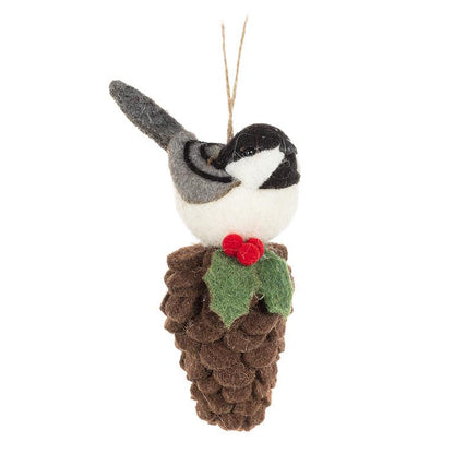 Bird on Pinecone Ornament