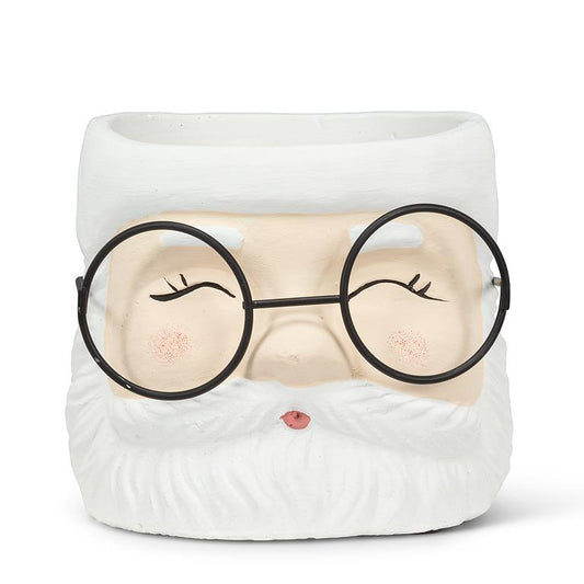 Lg Santa Planter w/Glasses