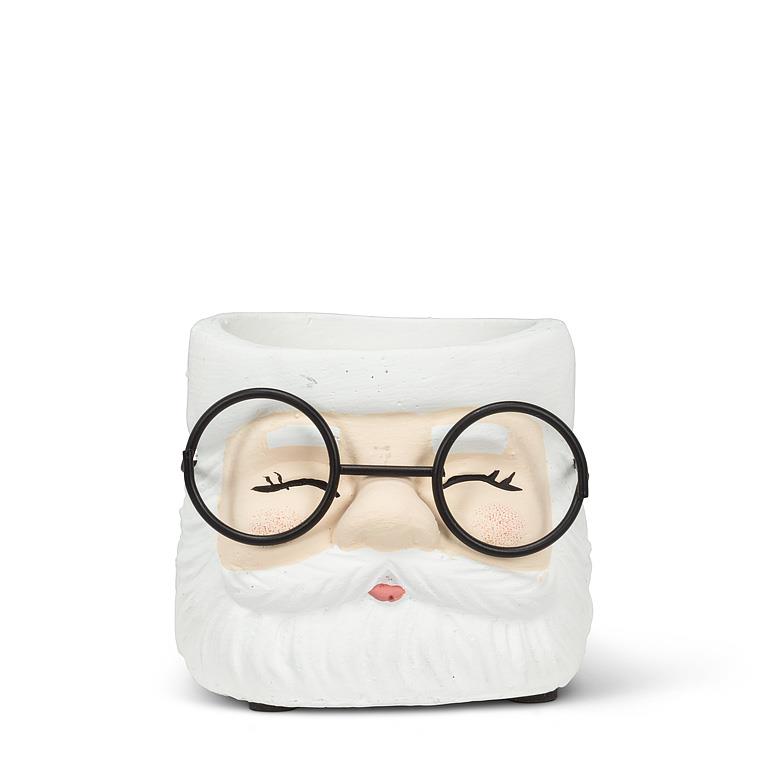 Sm Santa Planter w/Glasses