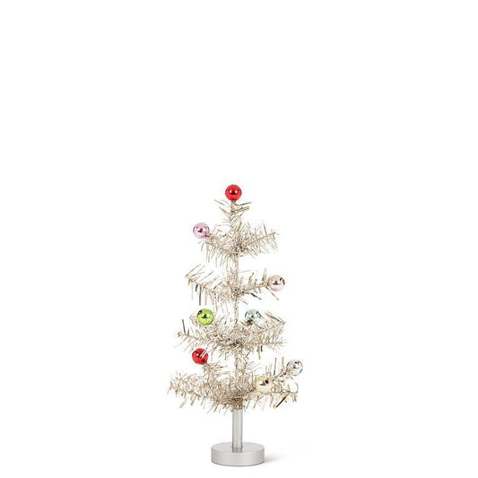 Small Silver Tinsel & Balls Tree
