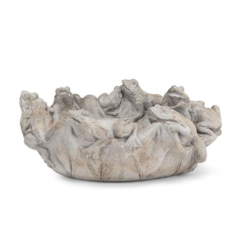Shallow Garden Bowl w/Frogs