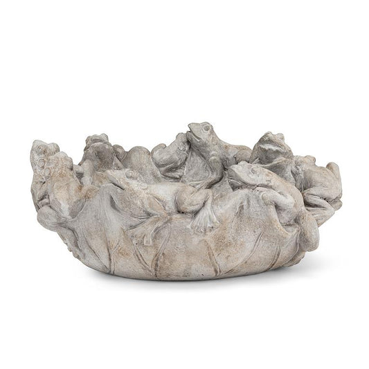 Shallow Garden Bowl w/Frogs