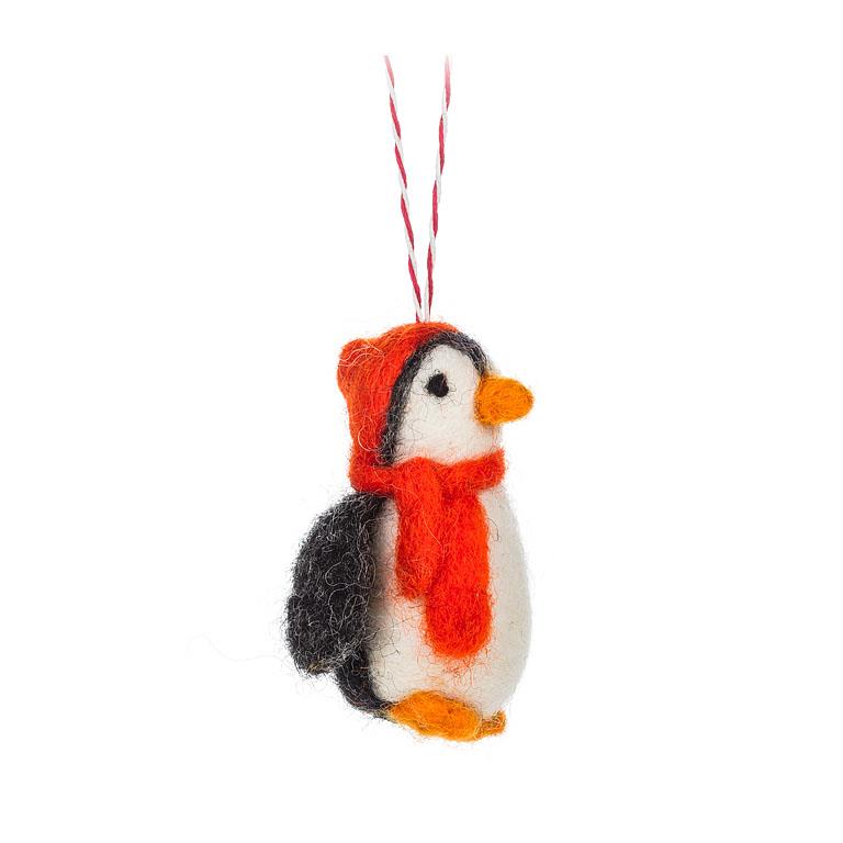 Penguin w/hat ornament