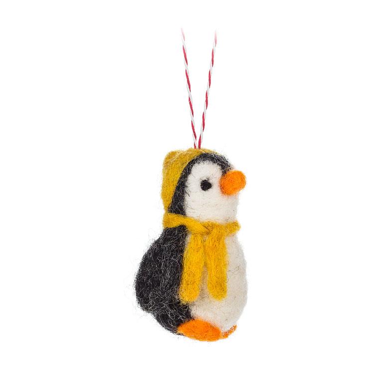 Penguin w/hat ornament