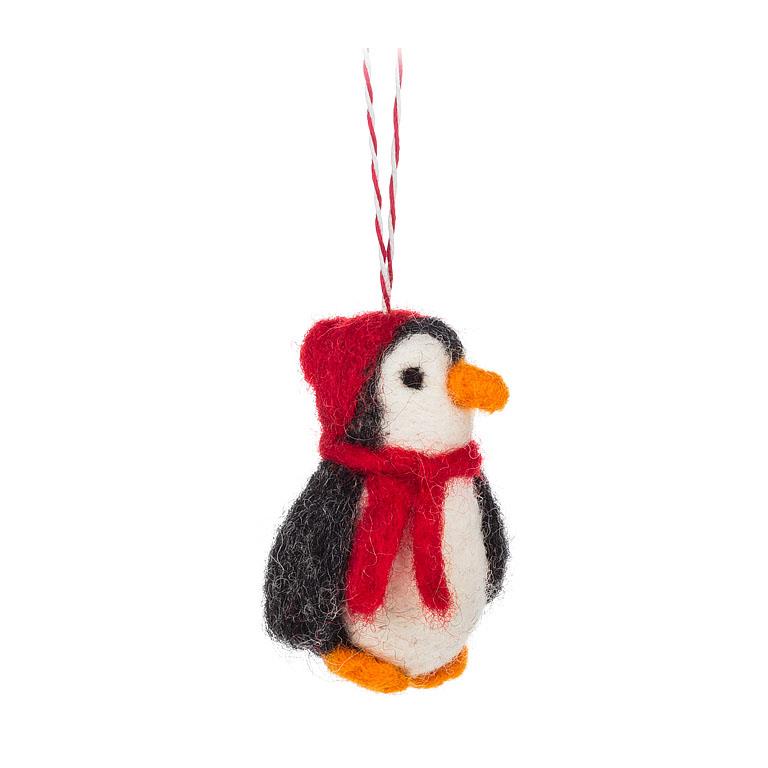 Penguin w/hat ornament