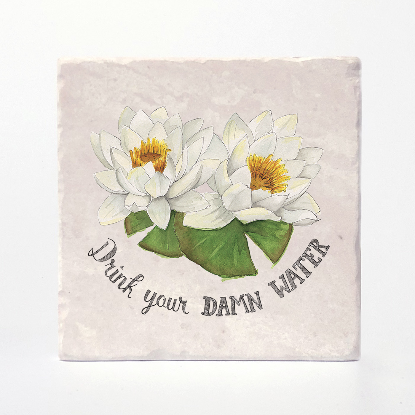 Drink Your Damn Water - Naughty Florals Coaster