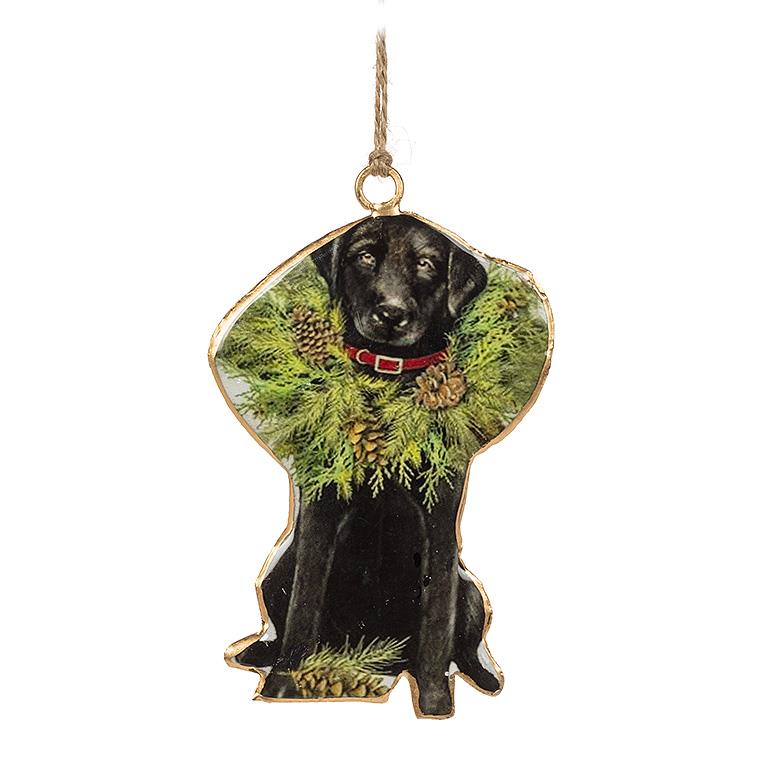 Dog w/Wreath Ornament