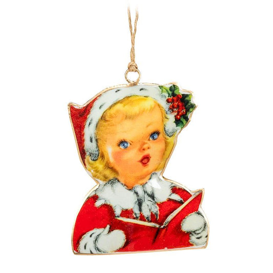 Vintage Carolling Girl Ornament