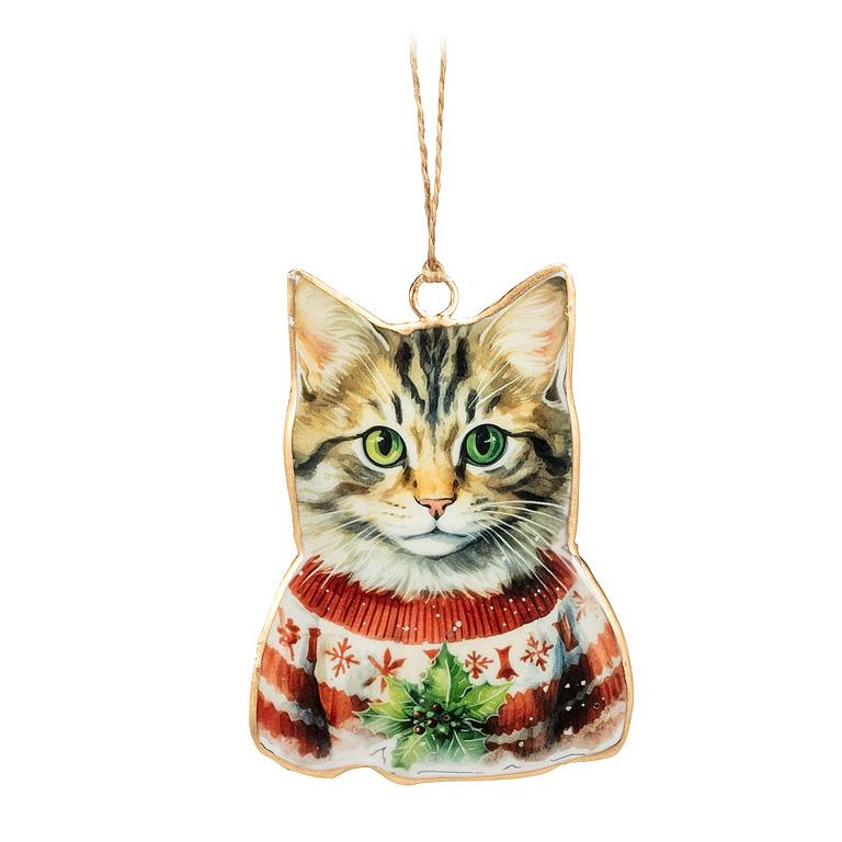 Tabby Cat in Sweater Ornament