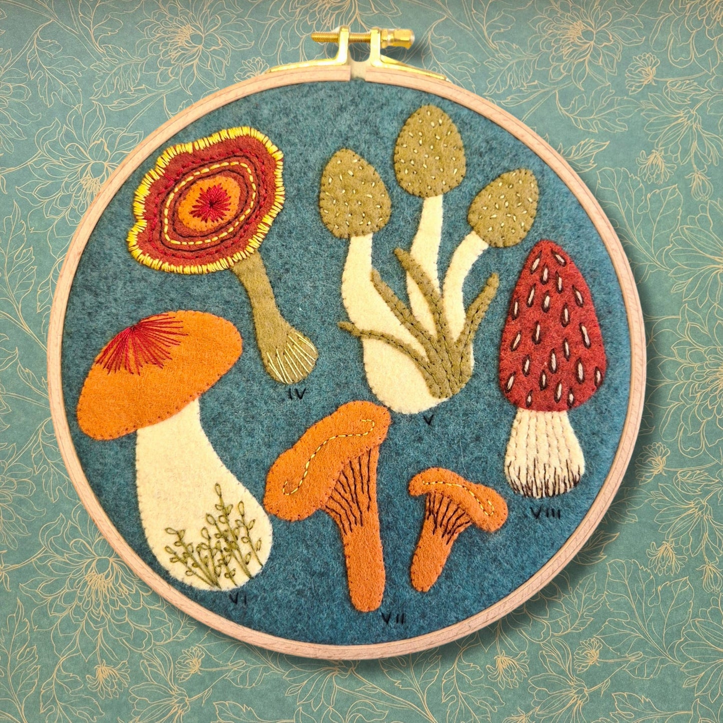 Fungi Appliqué Hoop Craft Kit: English