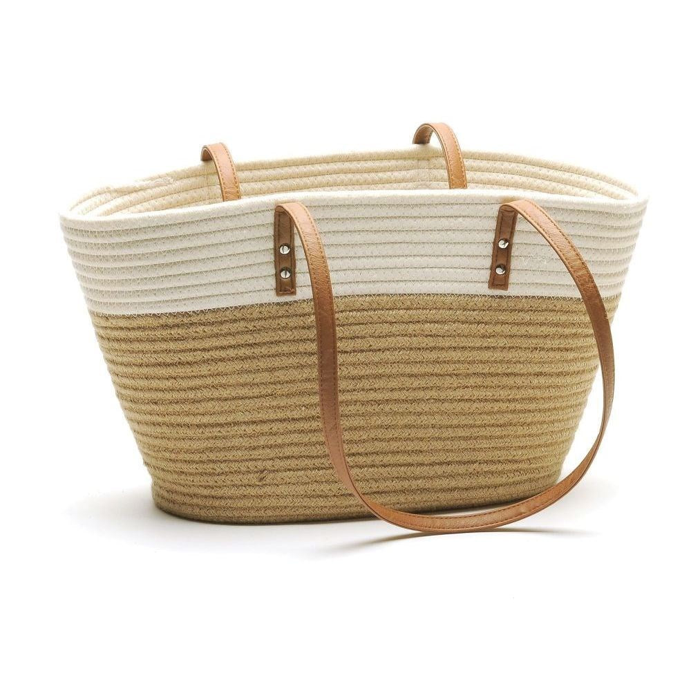 Jute and White Market Bag