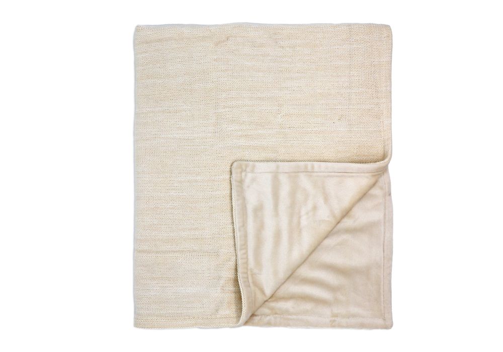 2 Layer Knit/Mink Blanket: Oatmeal Heather