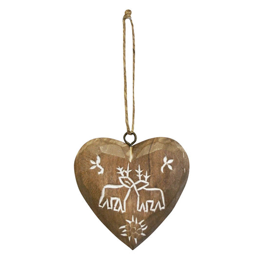 wooden heart Deer Ornament