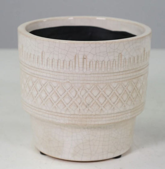 White Crackle Pot