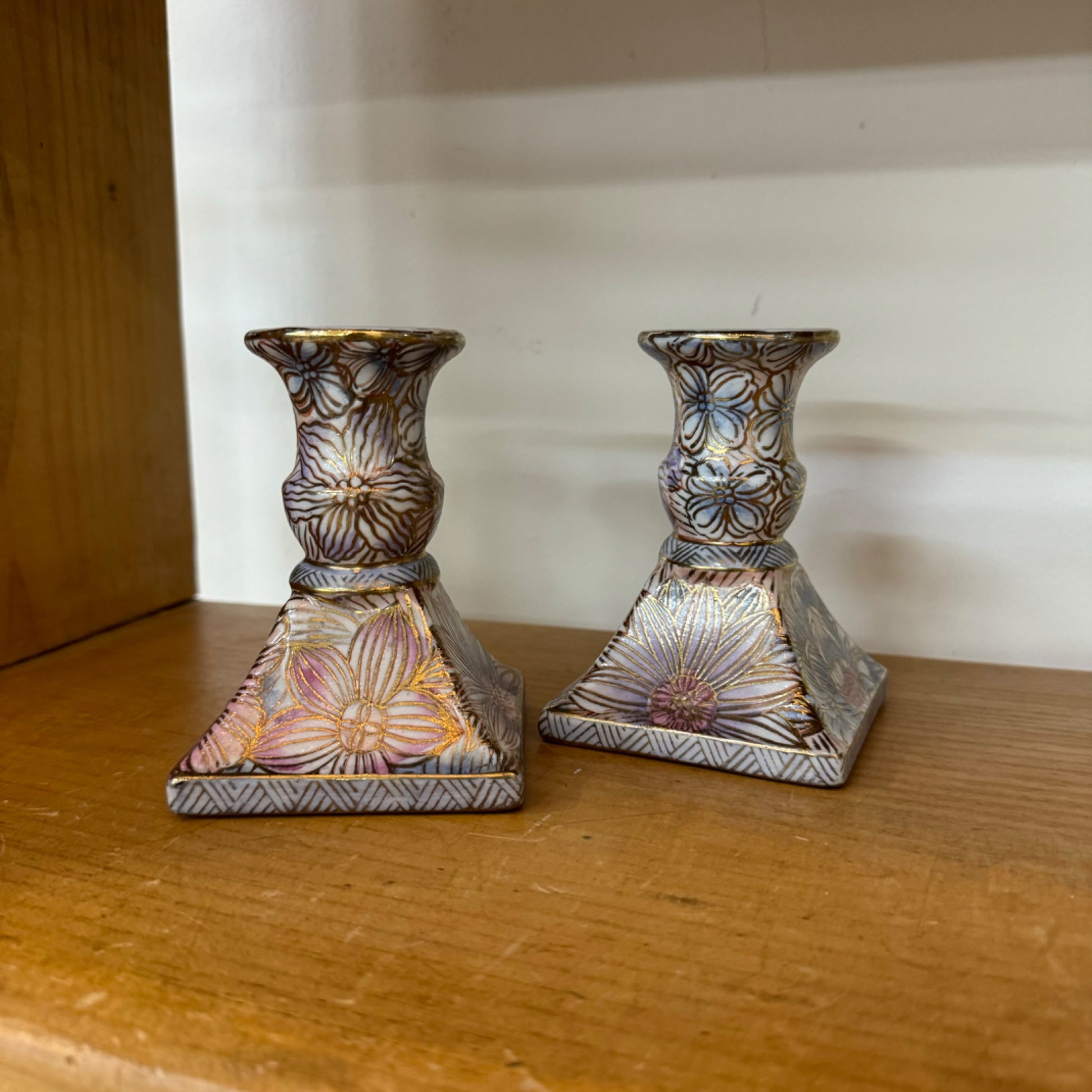 Macau floral candle holders x 2 - 1