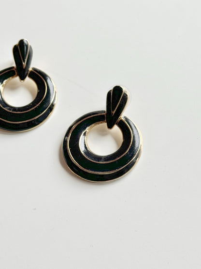 Vintage 80's Unsigned Enamel Art Deco Earrings - 4