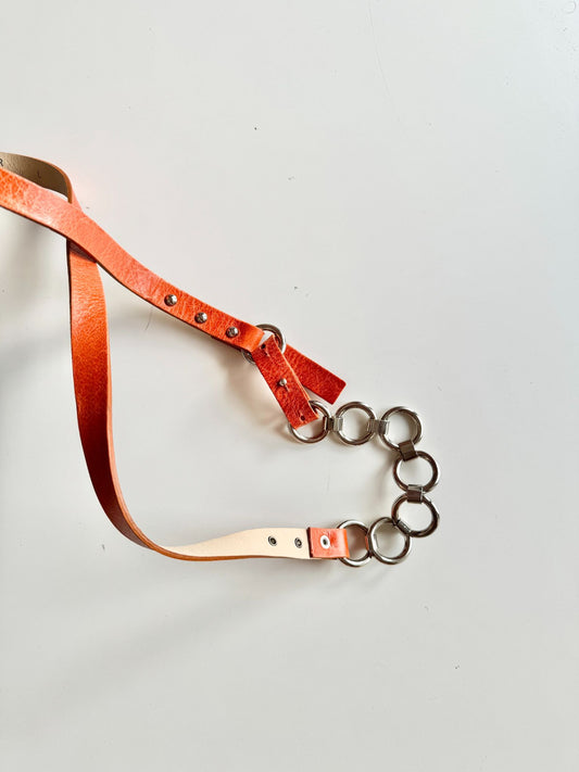 Vintage VESTERO Orange Chain Link Belt, Size L - 1