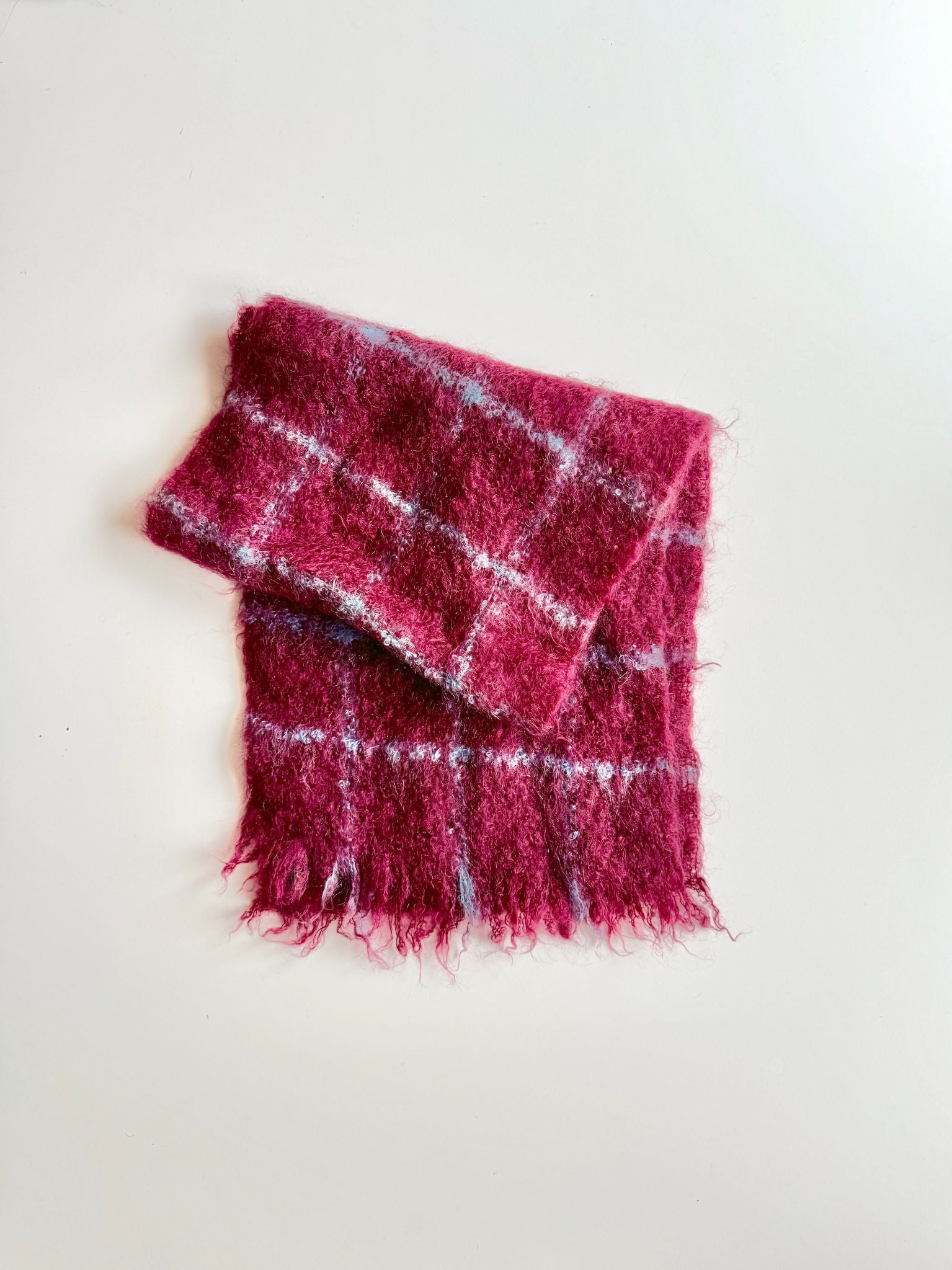 Vintage SAMMY'S Maroon Scottish Mohair Scarf - 1