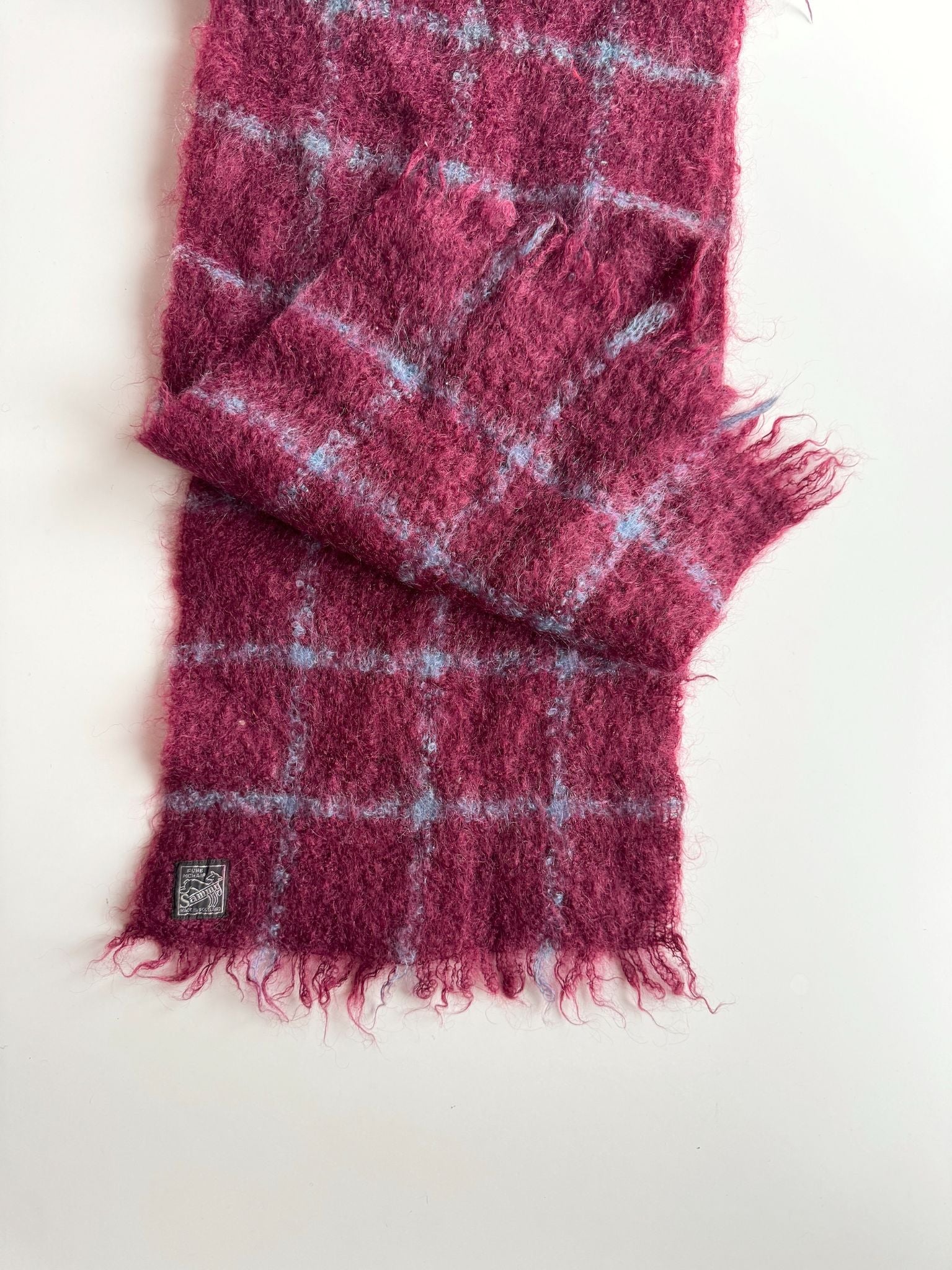 Vintage SAMMY'S Maroon Scottish Mohair Scarf - 4