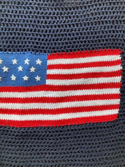 Vintage NORTON STUDIO Crochet USA Flag Sweater - 6