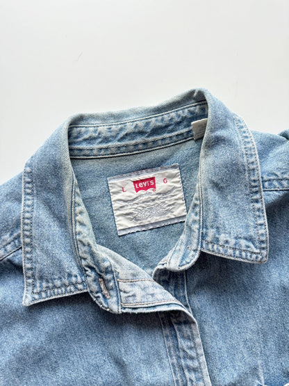 Vintage 2000's LEVI'S Denim Cropped Shirt, Size L - 3