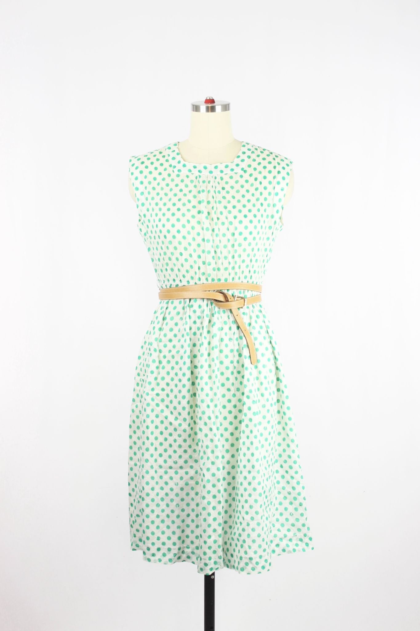 Vintage 80's Polka Dot Embroidered Dress, Size S - 1