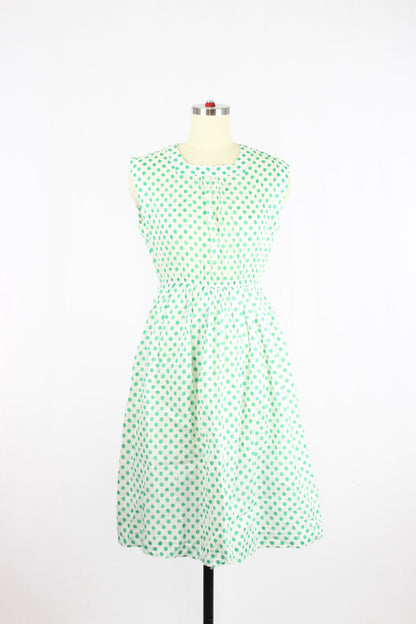 Vintage 80's Polka Dot Embroidered Dress, Size S - 2