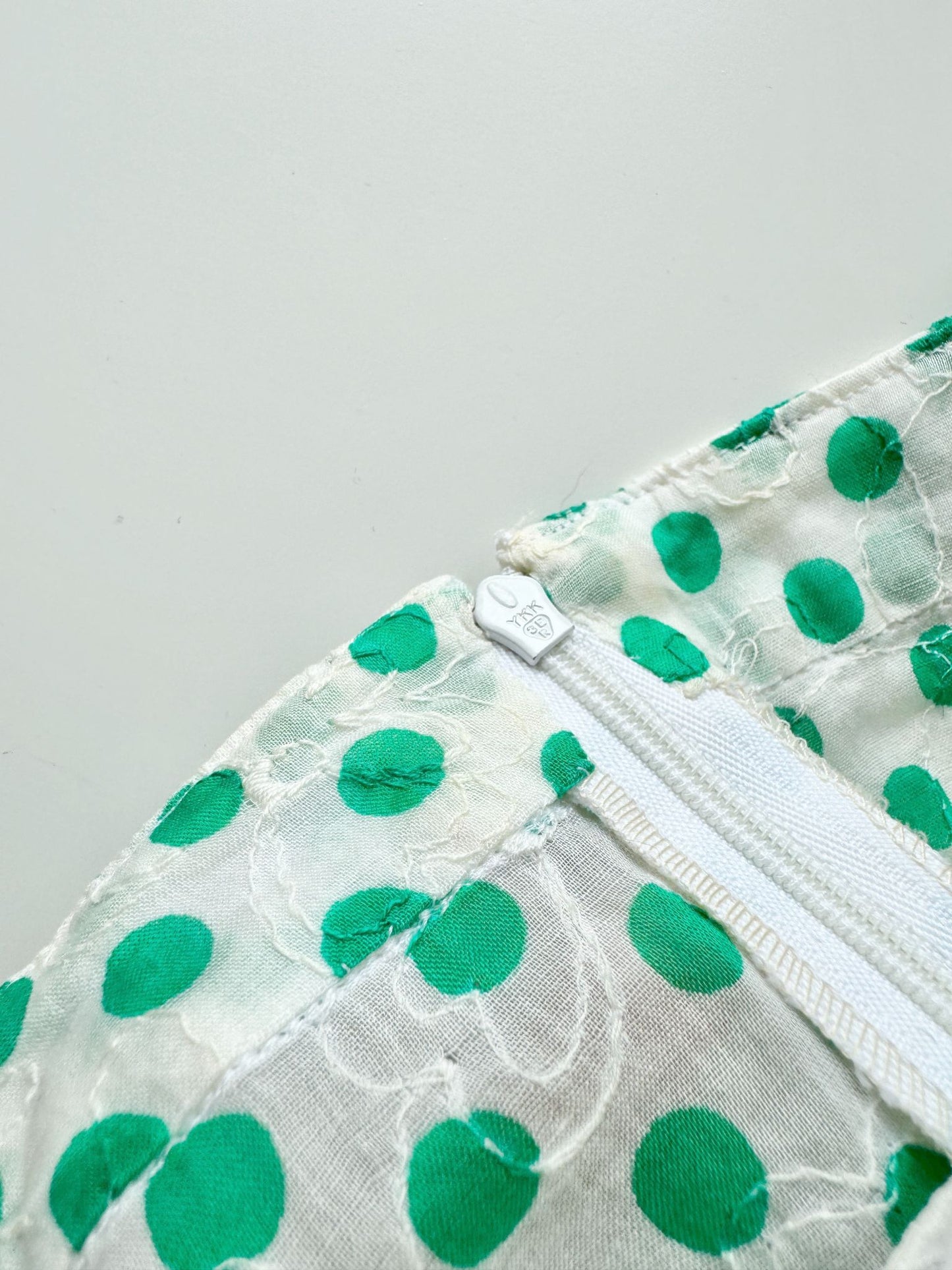 Vintage 80's Polka Dot Embroidered Dress, Size S - 9