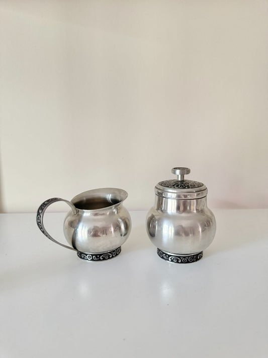 Vintage ONEIDA Stainless Steel Sugar & Creamer Set - 1