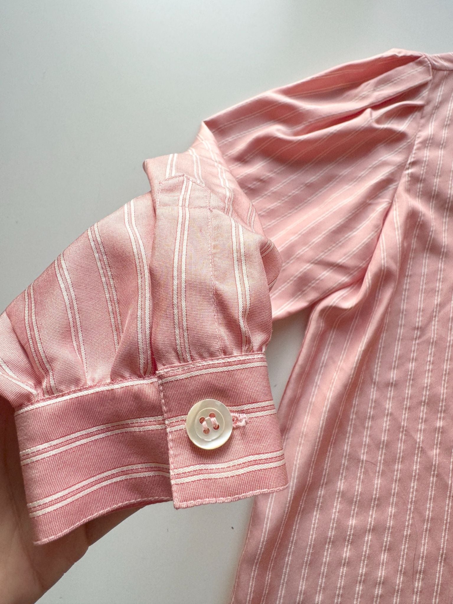 Vintage ALBERTO ASPESI Pink Silk Blouse, Size L - 6