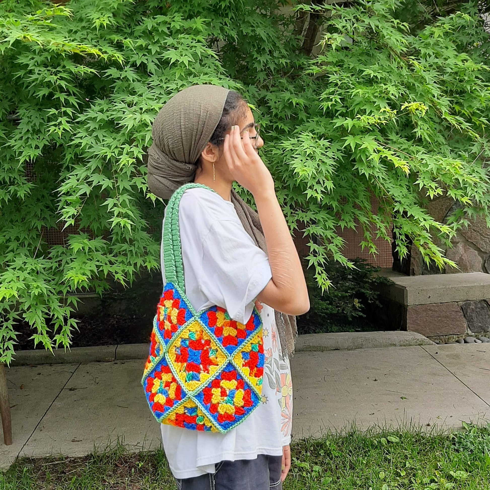 Vintage Granny Square Tote - 1