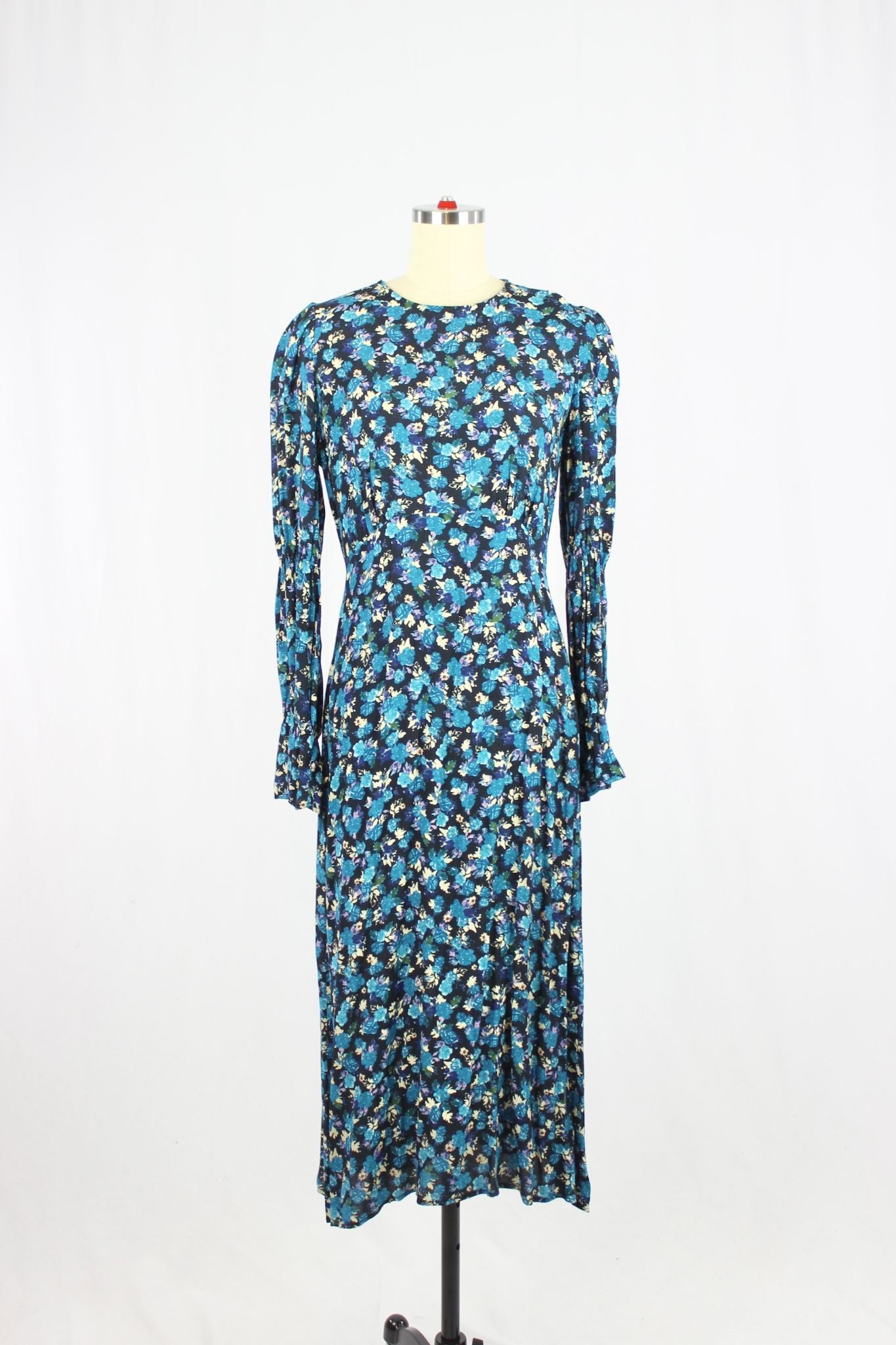 ZARA Blue Floral Midi Dress, Size XS - 1