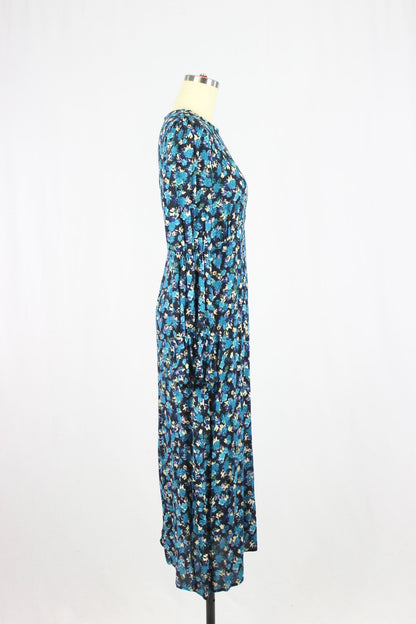 ZARA Blue Floral Midi Dress, Size XS - 2