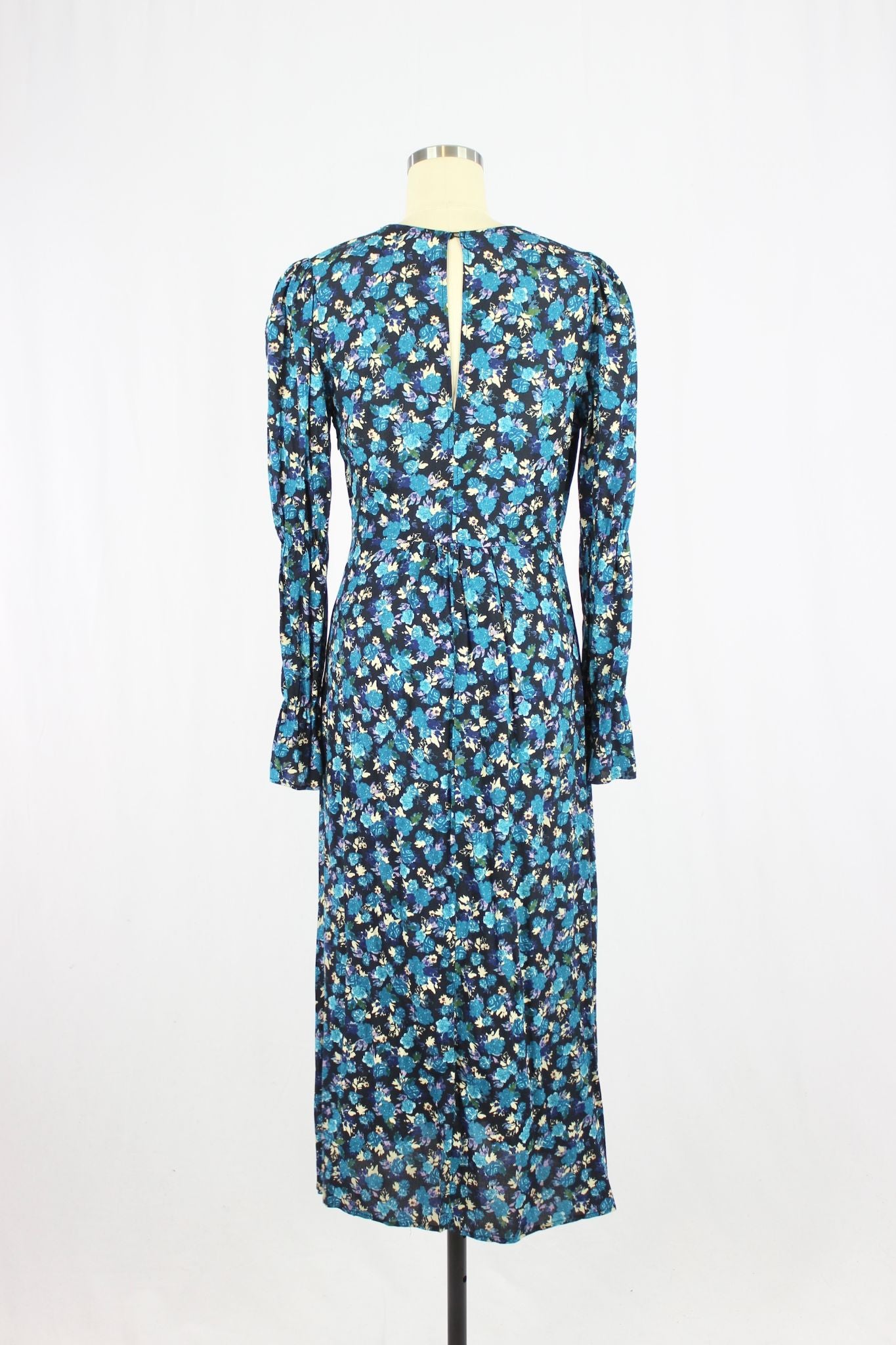 ZARA Blue Floral Midi Dress, Size XS - 3