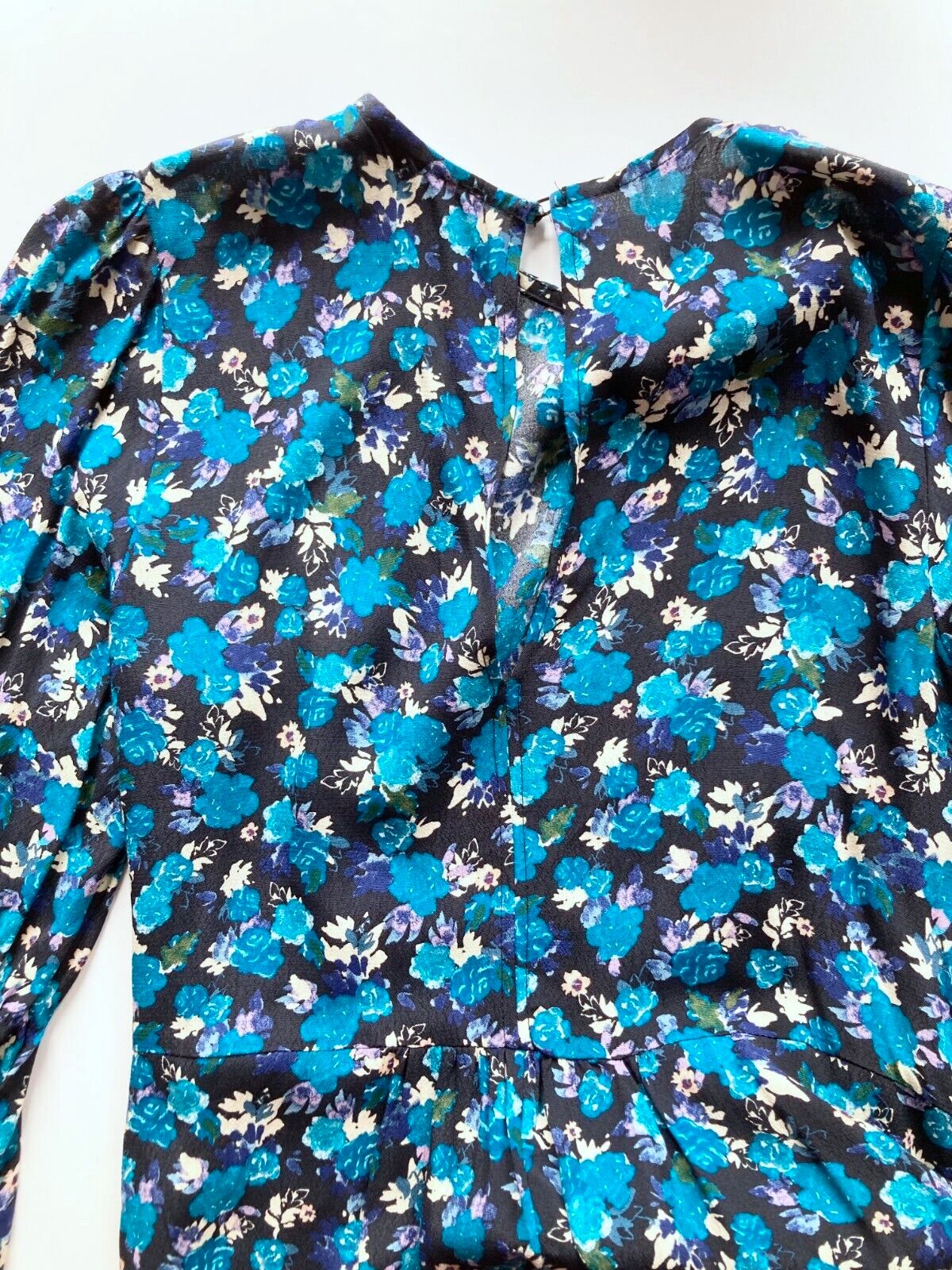 ZARA Blue Floral Midi Dress, Size XS - 5